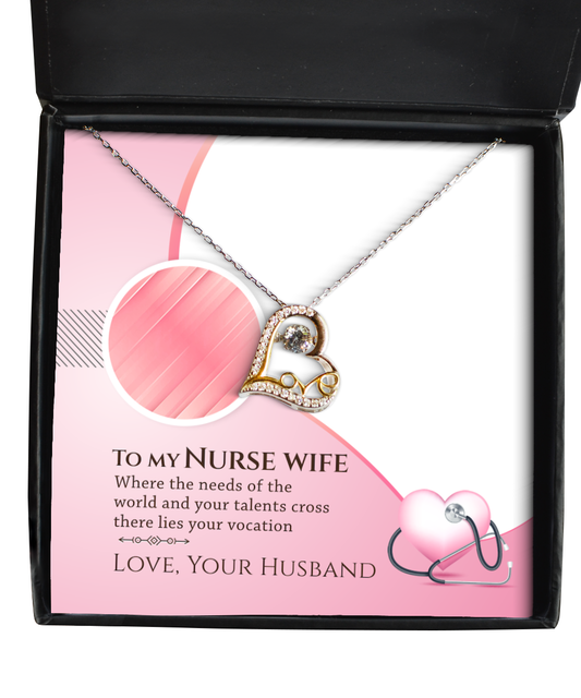 Nurse Wife Necklace, To My Nurse Wife Jewelry Message Card Gift, The Needs Of The World, Love Heart Necklace, Valentines Day Gifts For Wife