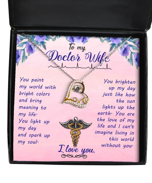 Doctor Wife Necklace, To My Doctor Wife Jewelry Message Card, You Bring Meaning To My Life, Heart Necklace, Valentines Day Gifts For Wife