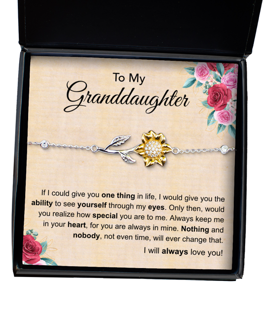 To My Granddaughter Sunflower Bracelet From Grandmother, Gifts for Granddaughter, Granddaughter Birthday Gifts