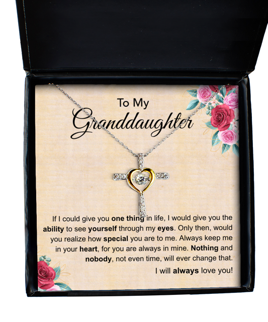 To My Granddaughter Cross Dancing Necklace From Grandmother, Gifts for Granddaughter, Granddaughter Birthday Gifts