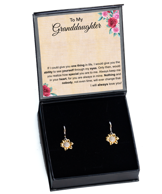 To My Granddaughter Sunflower Earrings From Grandmother, Gifts for Granddaughter, Granddaughter Birthday Gifts