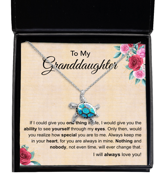 To My Granddaughter Opal Turtle Necklace From Grandmother, Gifts for Granddaughter, Granddaughter Birthday Gifts