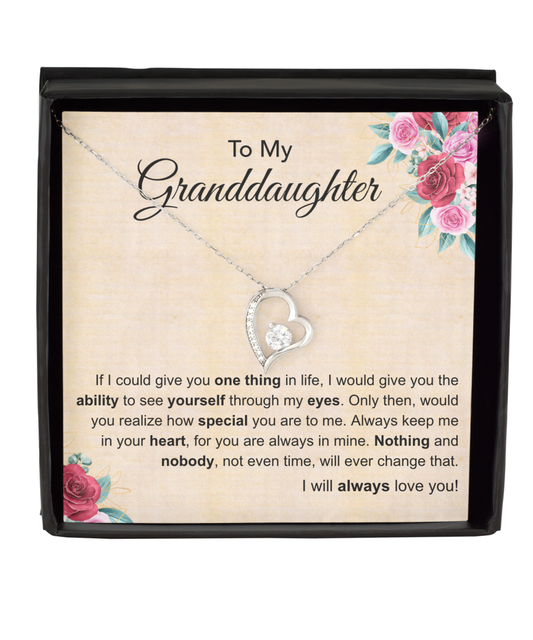 To My Granddaughter Solitaire Crystal Necklace From Grandmother, Gifts for Granddaughter, Granddaughter Birthday Gifts