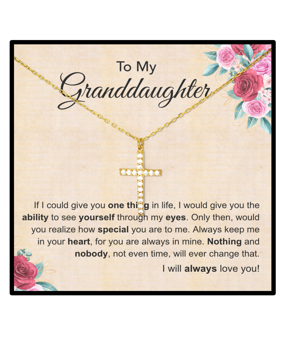 To My Granddaughter Crystal Gold Cross Necklace From Grandmother, Gifts for Granddaughter, Granddaughter Birthday Gifts