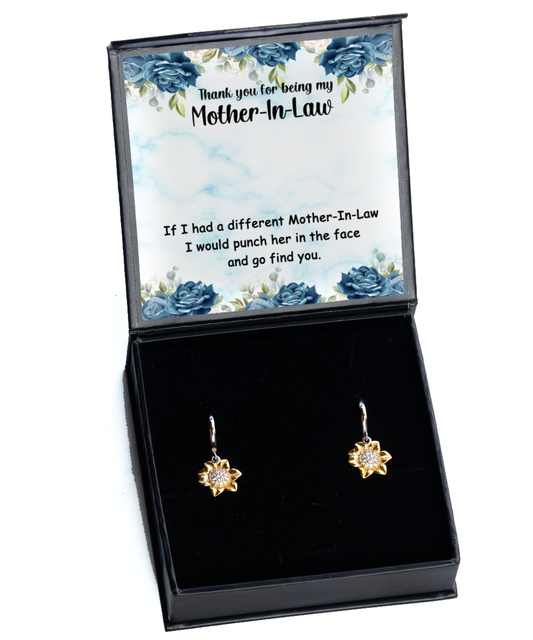 Mother-In-Law Sunflower Earrings, Gift From Daughter In Law, Birthday Gift For Mother-In-Law, Thank You Gift Mother-In-Law From Son In Law