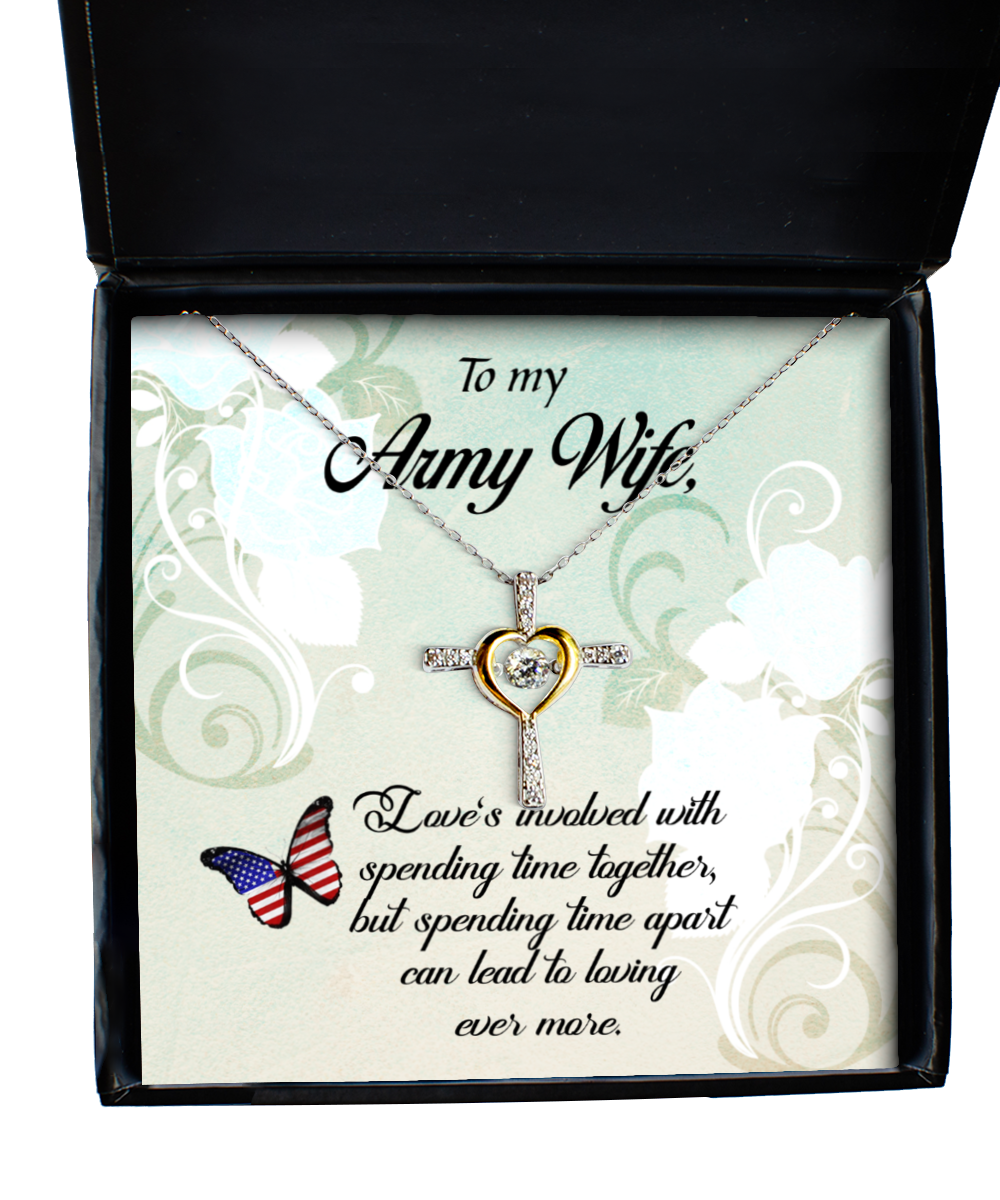 Army Wife Cross Dancing Necklace, To My Army Wife, Proud Army Wife, Valentines Day Gift For Army Wife, Army Wife Jewelry