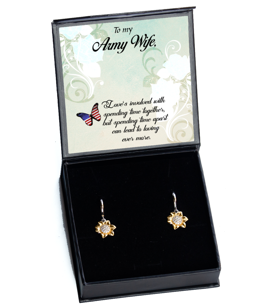 Army Wife Sunflower Earrings, To My Army Wife, Proud Army Wife, Valentines Day Gift For Army Wife, Army Wife Jewelry