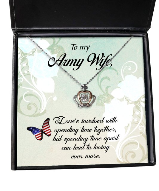 Army Wife Crown Pendant Necklace, To My Army Wife, Proud Army Wife, Valentines Day Gift For Army Wife, Army Wife Jewelry