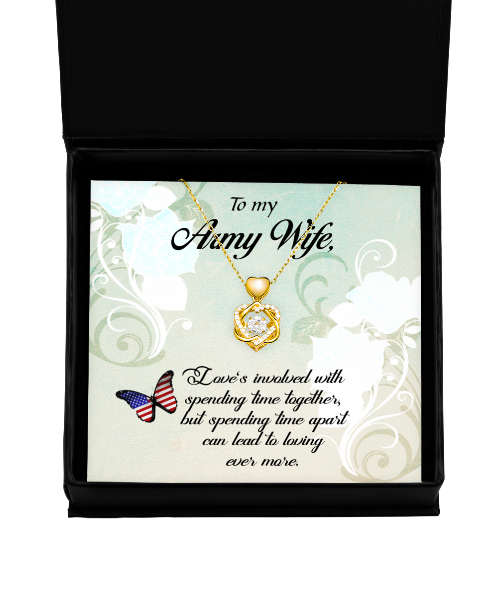 Army Wife Heart Knot Gold Necklace, To My Army Wife, Proud Army Wife, Valentines Day Gift For Army Wife, Army Wife Jewelry