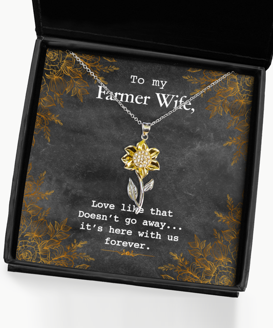 To My Farmer Wife, Sunflower Necklace For Wife, Forever My Farmer Wife, Jewelry Gifts to Wife, Valentines Day Gifts For Farmer Wife