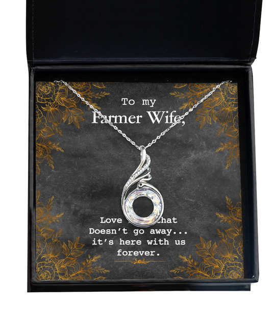 To My Farmer Wife Rising Phoenix Necklace, To My Farmer Wife Jewelry Message Card Gift, Love Forever, Love Love Rose Gold  Necklace, Valentines Day Gifts For Farm Wife