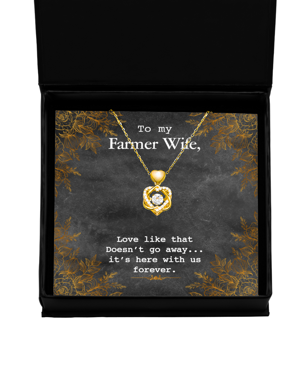 To My Farmer Wife Heart Knot Gold Necklace, To My Farmer Wife Jewelry Message Card Gift, Love Forever, Love Love Rose Gold  Necklace, Valentines Day Gifts For Farm Wife