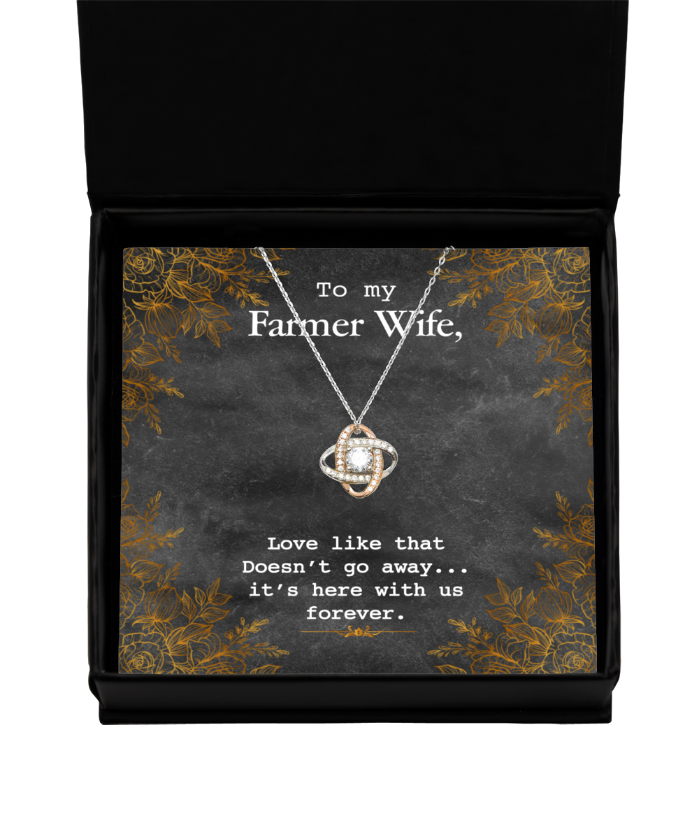 To My Farmer Wife Love Knot Rose Gold Necklace, To My Farmer Wife Jewelry Message Card Gift, Love Forever, Love Love Rose Gold  Necklace, Valentines Day Gifts For Farm Wife