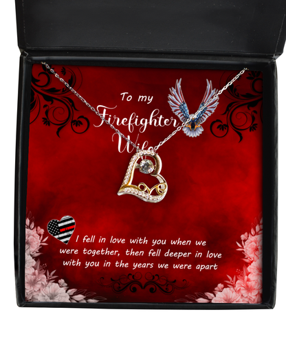 Firefighter Wife Love Dancing Necklace, To My Firefighter Wife, Fire Wife Jewelry Gift, Valentines Day Gifts For Firefighter Wife