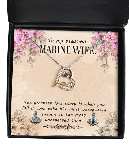 Marine Wife Love Dancing Necklace, To My Marine Wife, Gift For Marine Wife, Valentines Day Gifts For Marine Wife, Marine Wife Jewelry