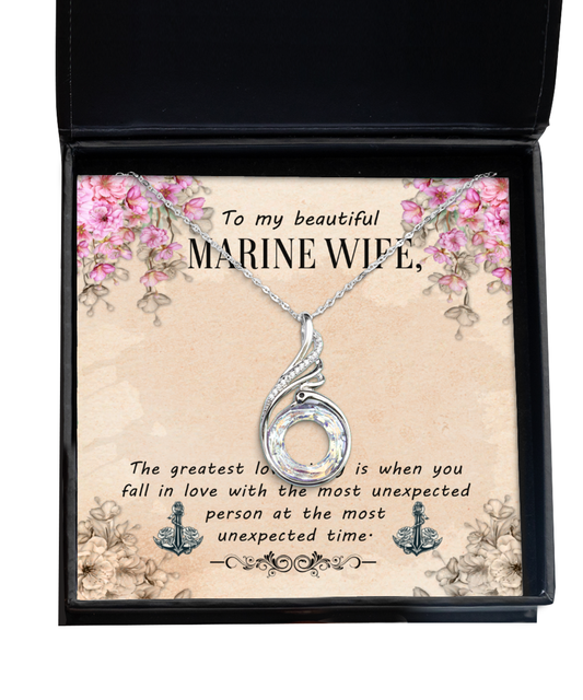 Marine Wife Rising Phoenix Necklace, To My Marine Wife, Gift For Marine Wife, Valentines Day Gifts For Marine Wife, Marine Wife Jewelry