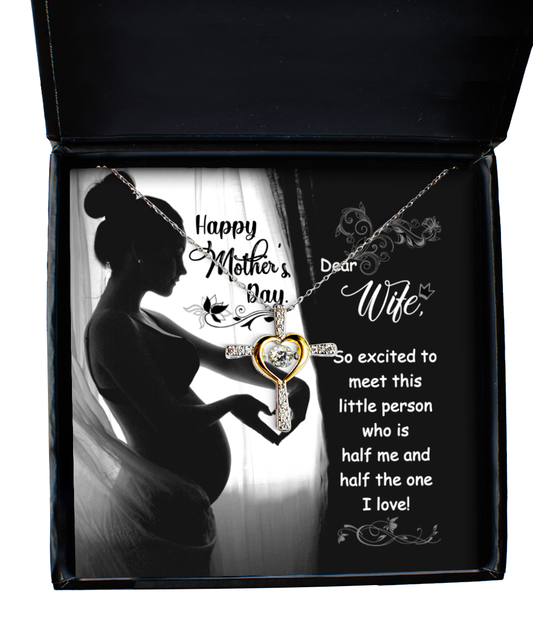 Cross Dancing Necklace For Pregnant Wife, Happy Mother's Day Gift for Wife, Birthday Gift For Wife Who Is Pregnant, Expecting Wife Gift for Pregnant Wife