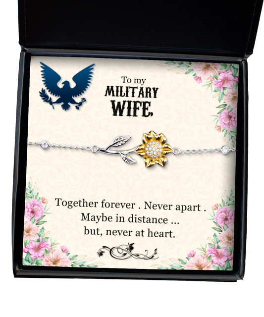 Bracelet for Military Wife, Sunflower Bracelet To My Military Wife, Military Wife Gifts, Long Distance Gift for Military Wife