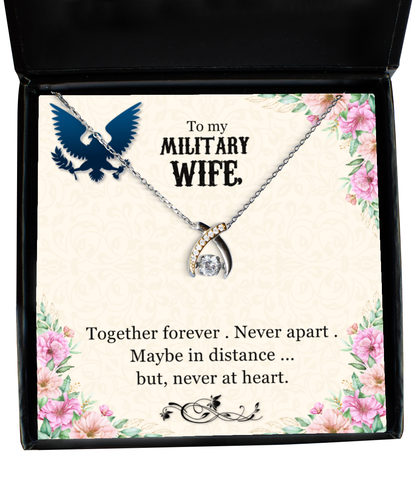 Necklace for Military Wife, Wishbone Dancing Necklace To My Military Wife, Military Wife Gifts, Long Distance Gift for Military Wife