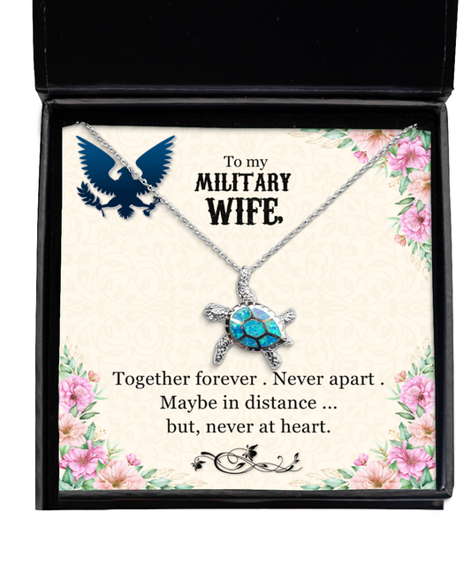 Necklace for Military Wife, Opal Turtle Necklace To My Military Wife, Military Wife Gifts, Long Distance Gift for Military Wife