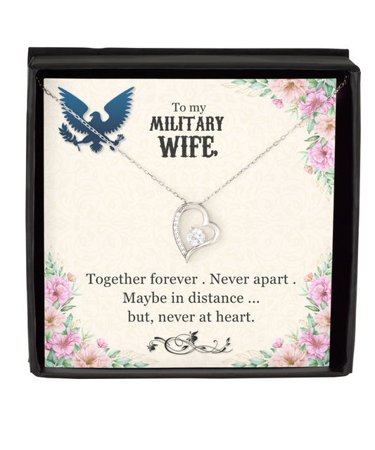 Necklace for Military Wife, Solitaire Crystal Necklace To My Military Wife, Military Wife Gifts, Long Distance Gift for Military Wife