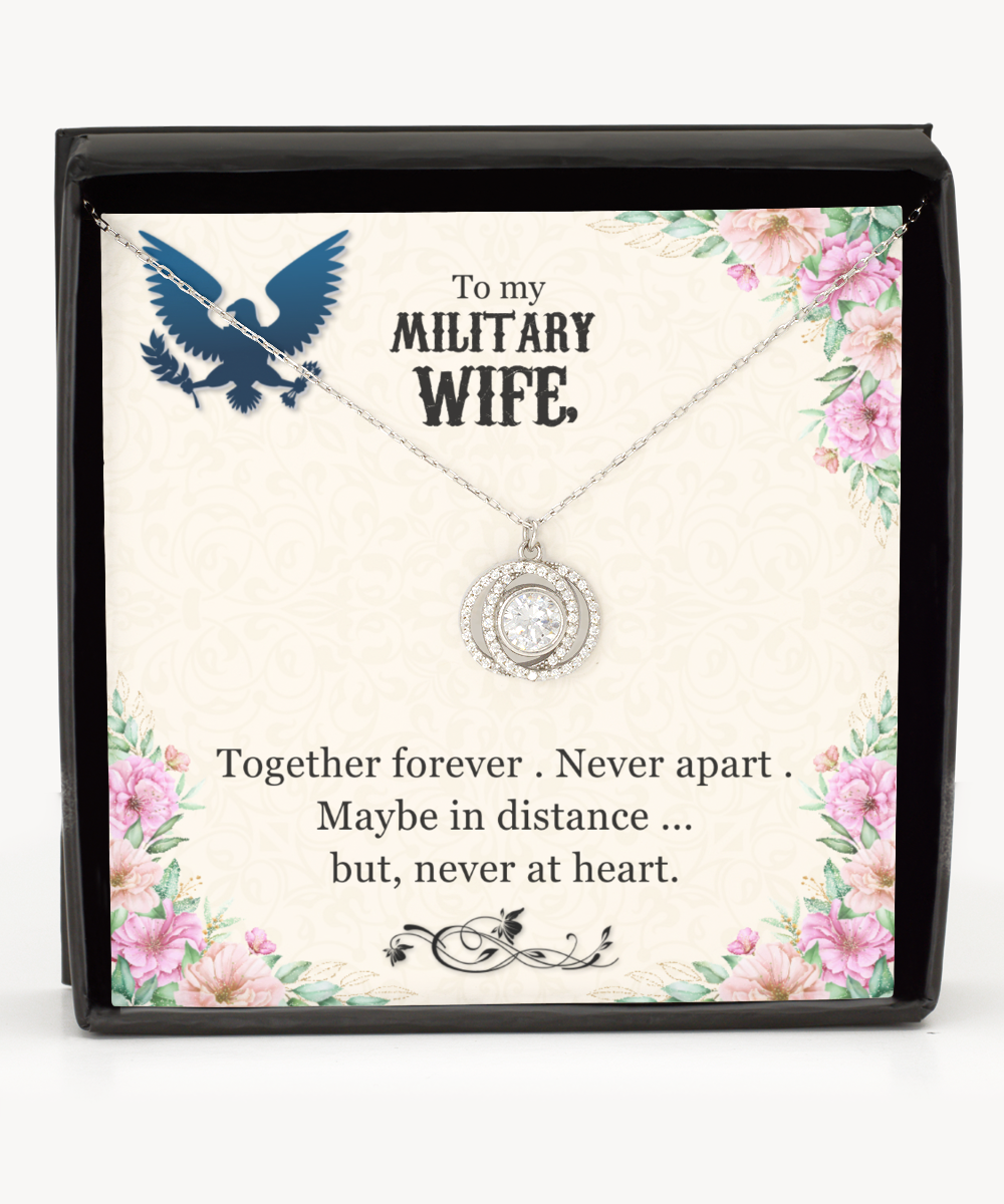 Necklace for Military Wife, Double Crystal Circle Necklace To My Military Wife, Military Wife Gifts, Long Distance Gift for Military Wife