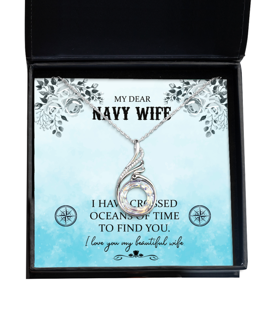 My Dear Navy Wife, Rising Phoenix Necklace For Her, Valentines Day Gifts For Navy Wife, Beautiful Navy Wife, Gift For Navy Wife