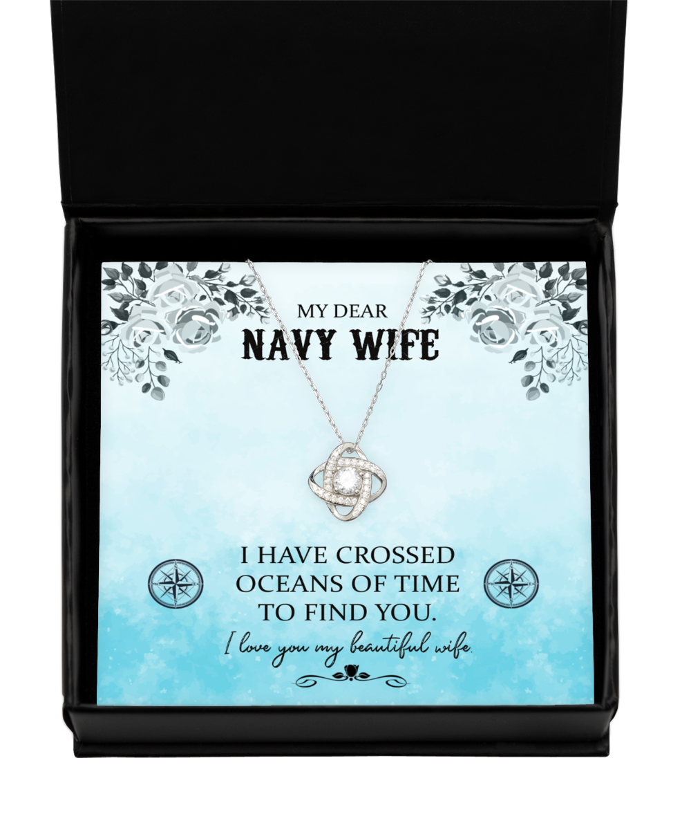 My Dear Navy Wife, Love Knot Silver Necklace For Her, Valentines Day Gifts For Navy Wife, Beautiful Navy Wife, Gift For Navy Wife