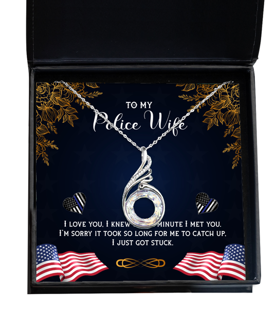 To My Police Wife, Husband To Police Wife Rising Phoenix Necklace, Police Wife Gift, Police Wife Birthday, Gift For Police Wife