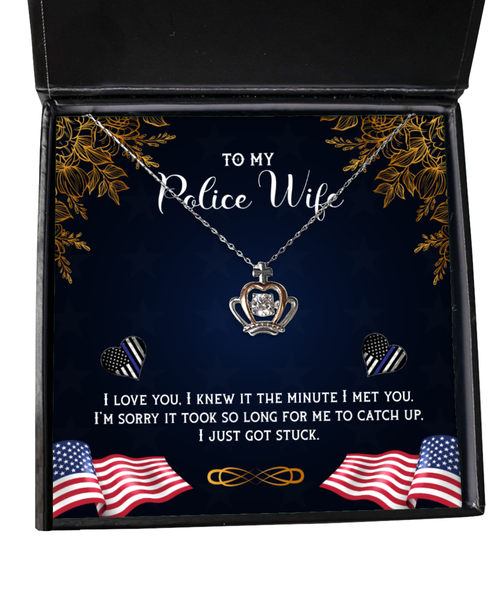 To My Police Wife, Husband To Police Wife Crown Pendant Necklace, Police Wife Gift, Police Wife Birthday, Gift For Police Wife