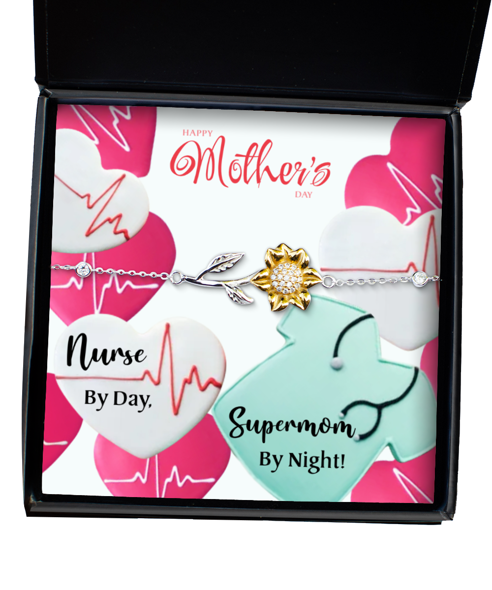 To My Nurse Supermom, Sunflower Bracelet For Nurse Mom, Nurse Mom Jewelry, Gift For Nurse Mom, Mother's Day Nurse Mom Gifts