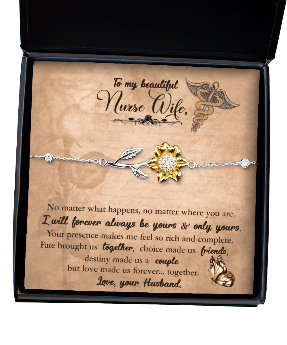 To My Beautiful Nurse Wife, Sunflower Bracelet From Husband, Nurse Wife Jewelry, Gift For Nurse Wife, Nurse Wife Birthday Gift