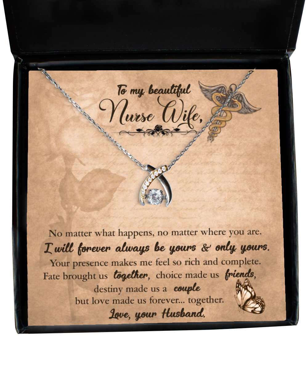 To My Beautiful Nurse Wife, Wishbone Dancing Necklace From Husband, Nurse Wife Jewelry, Gift For Nurse Wife, Nurse Wife Birthday Gift