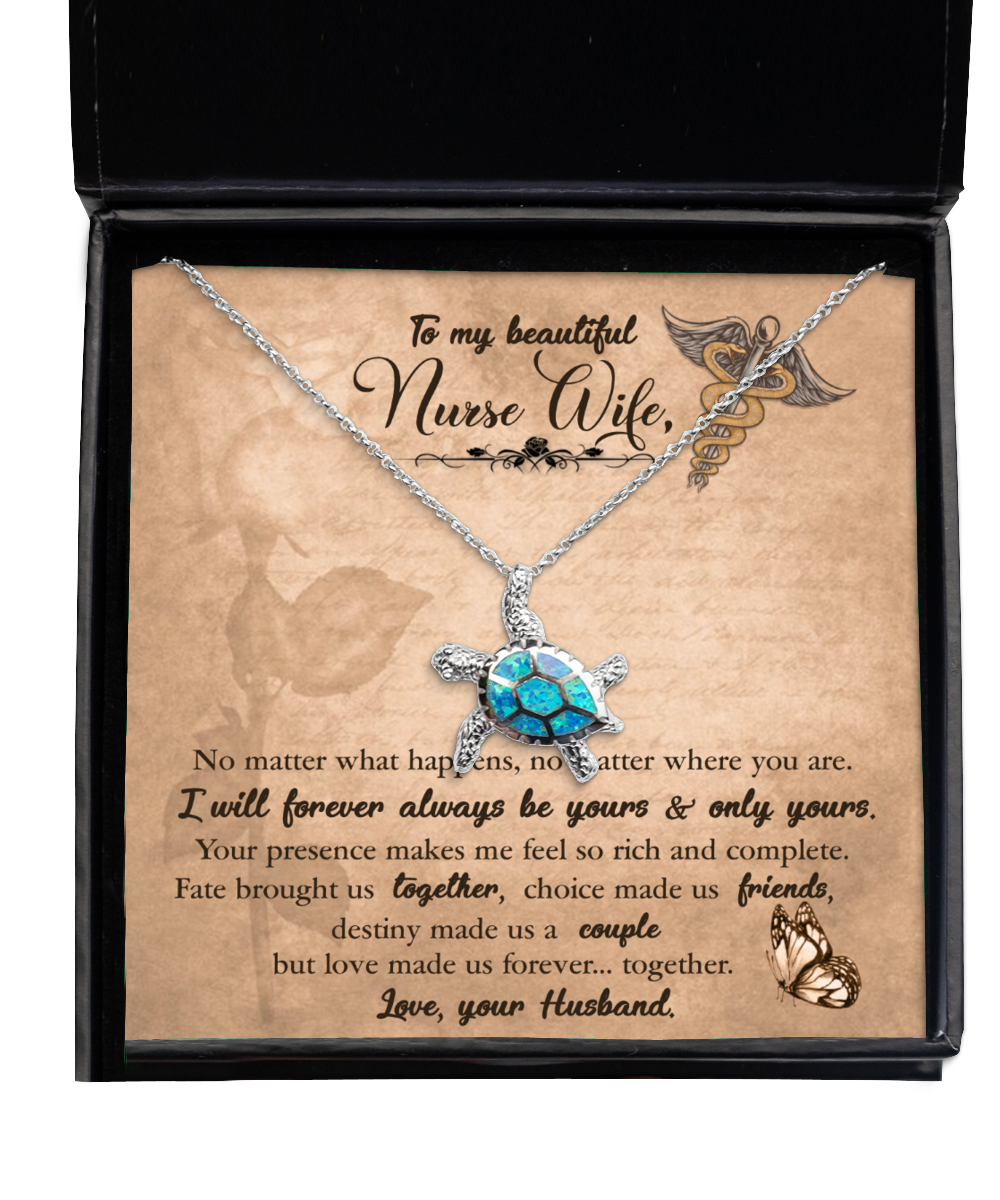 To My Beautiful Nurse Wife, Opal Turtle Necklace From Husband, Nurse Wife Jewelry, Gift For Nurse Wife, Nurse Wife Birthday Gift