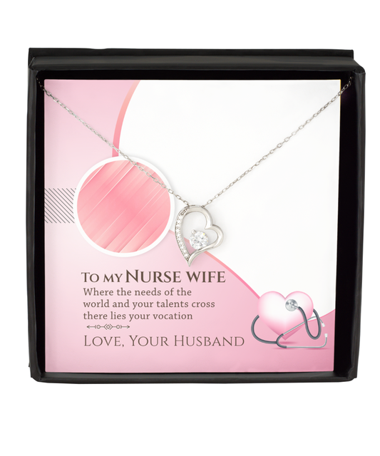 To My Talented Nurse Wife, Solitaire Crystal Necklace Gift For Her, Nurse Wife Jewelry From Husband, Gift For Nurse Wife