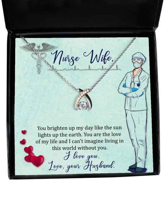 Nurse Wife Wishbone Dancing Necklace, Nurse Wife Jewelry From Husband, Gift For Nurse Wife, Valentines Day Gifts For Nurse Wife,