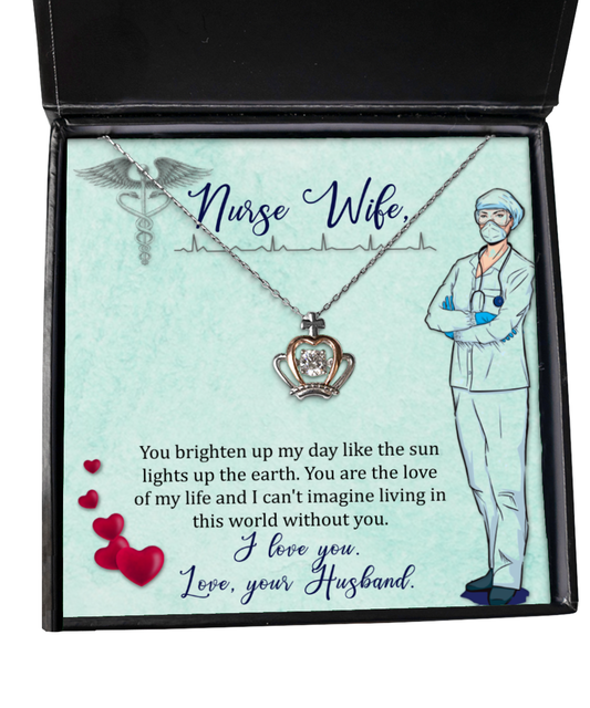 Nurse Wife Crown Pendant Necklace, Nurse Wife Jewelry From Husband, Gift For Nurse Wife, Valentines Day Gifts For Nurse Wife,