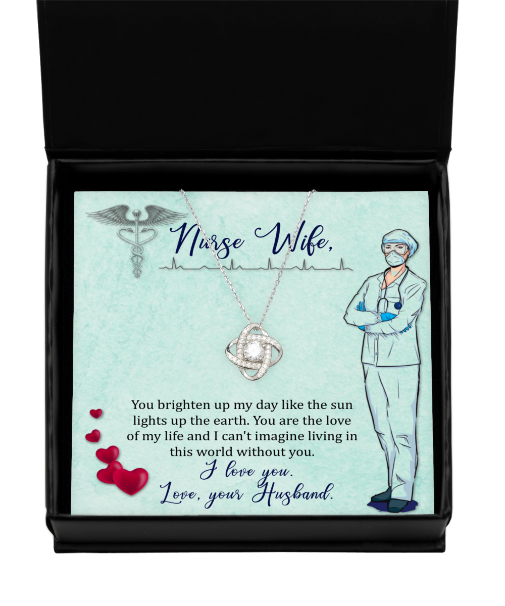 Nurse Wife Love Knot Silver Necklace, Nurse Wife Jewelry From Husband, Gift For Nurse Wife, Valentines Day Gifts For Nurse Wife,