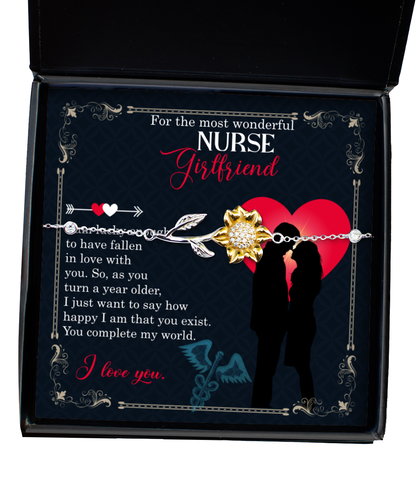 To My Nurse Girlfriend Sunflower Bracelet, Birthday Gift To Nurse Girlfriend, Gift For Nurse Girlfriend From Boyfriend
