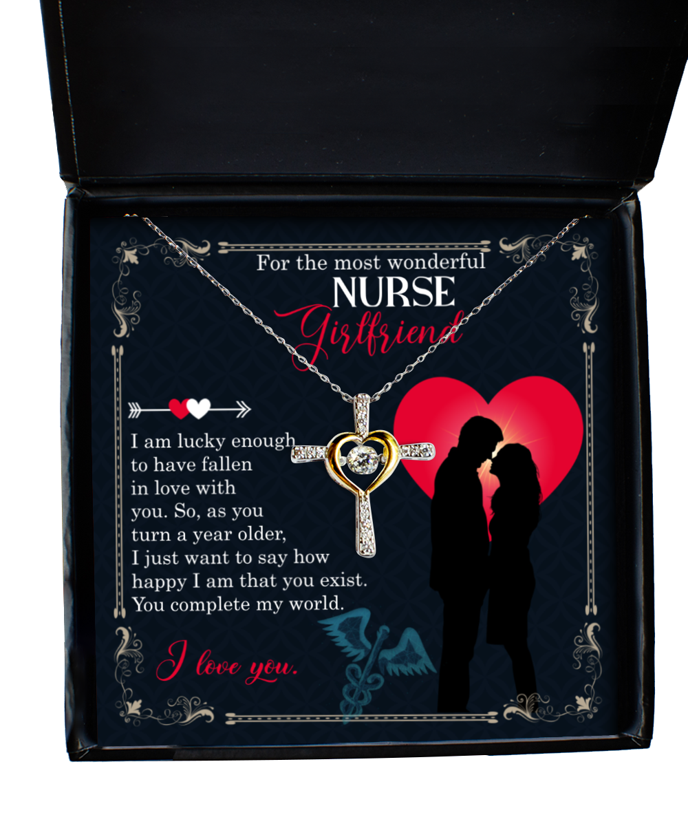 To My Nurse Girlfriend Cross Dancing Necklace, Birthday Gift To Nurse Girlfriend, Gift For Nurse Girlfriend From Boyfriend
