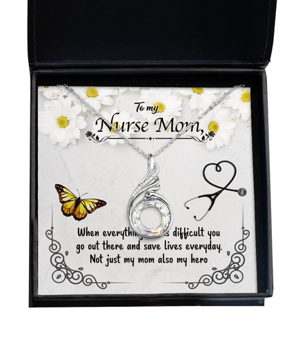 Nurse Mom Rising Phoenix Necklace, To My Nurse Mom, Nurse Mom Jewelry, For Nurse Mom From Daughter, Mother's Day Nurse Mom Gifts