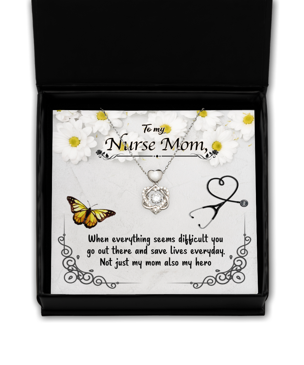 Nurse Mom Heart Knot Silver Necklace, To My Nurse Mom, Nurse Mom Jewelry, For Nurse Mom From Daughter, Mother's Day Nurse Mom Gifts