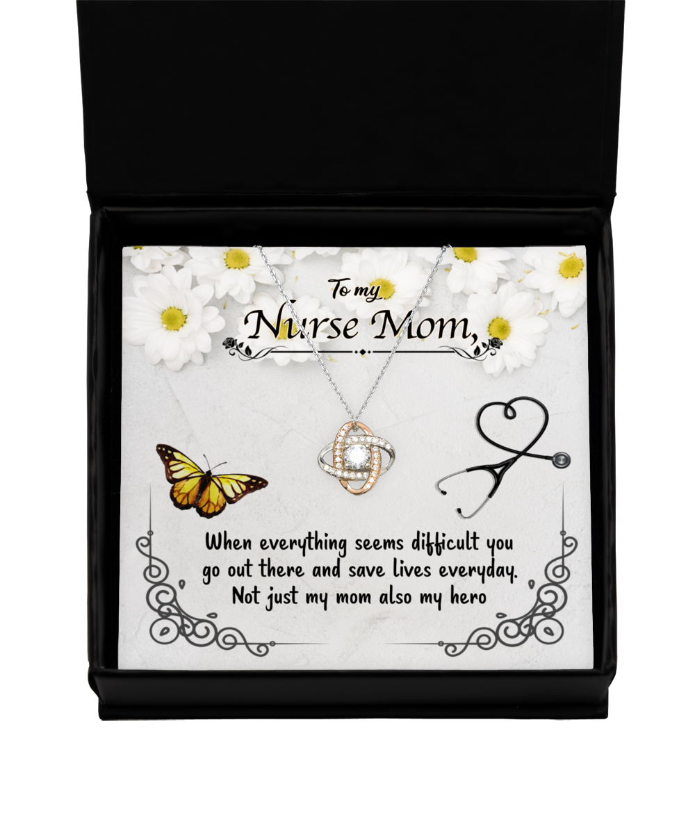 Nurse Mom Love Knot Rose Gold Necklace, To My Nurse Mom, Nurse Mom Jewelry, For Nurse Mom From Daughter, Mother's Day Nurse Mom Gifts