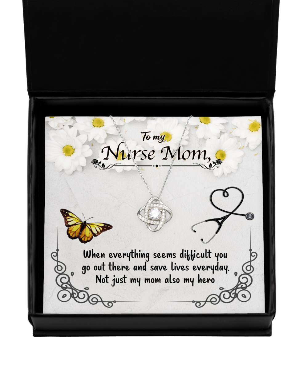 Nurse Mom Love Knot Silver Necklace, To My Nurse Mom, Nurse Mom Jewelry, For Nurse Mom From Daughter, Mother's Day Nurse Mom Gifts