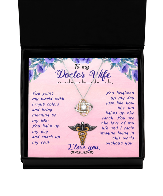 To My Doctor Wife, Love Knot Rose Gold Necklace For Her, Christmas Gift For Doctor Wife, Doctor Wife Jewelry, Birthday For Doctor Wife