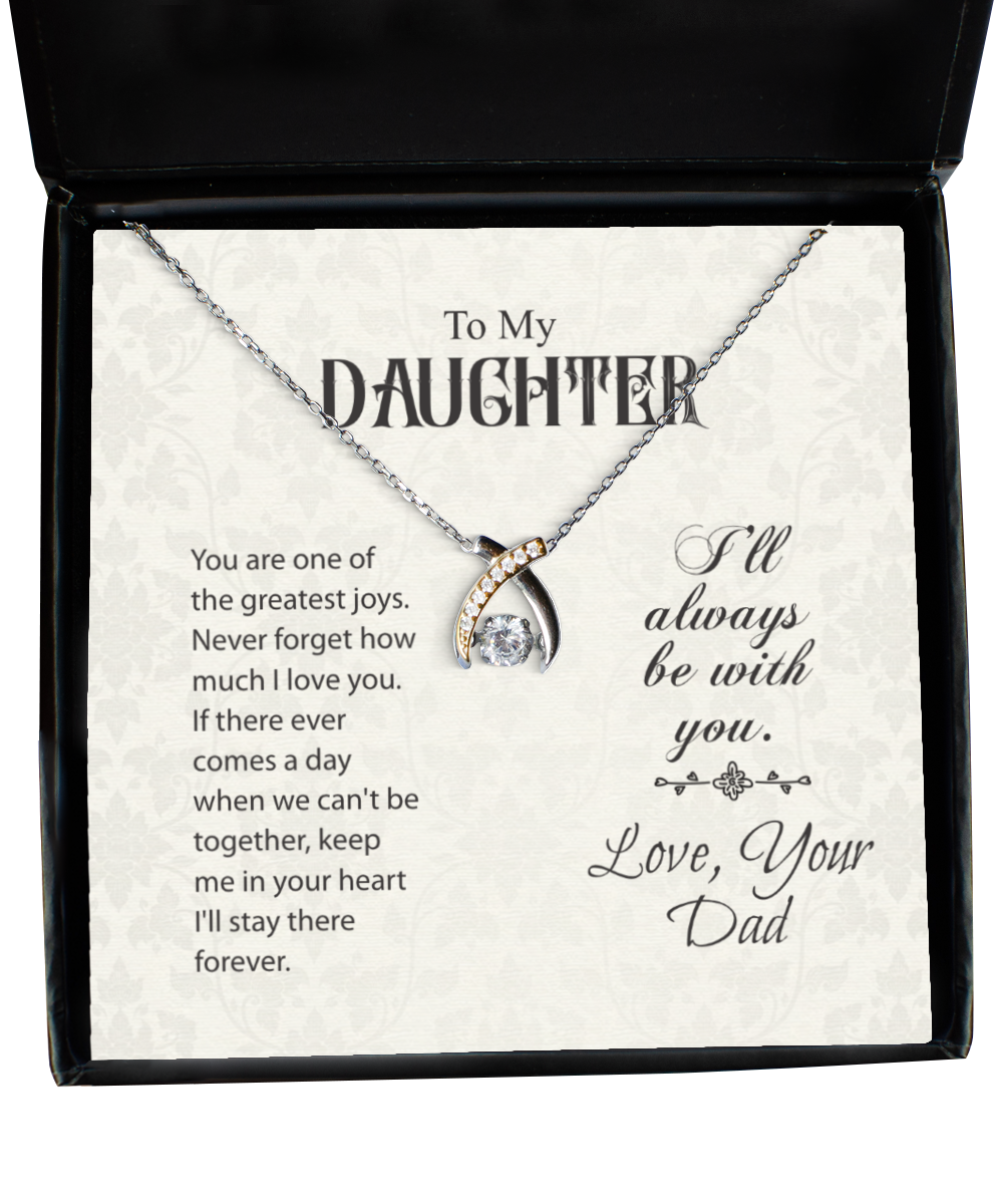 To My Daughter Wishbone Dancing Necklace, Daughter Gift From Dad, Dad to Daughter Jewelry Gift, Birthday Gift For Daughter