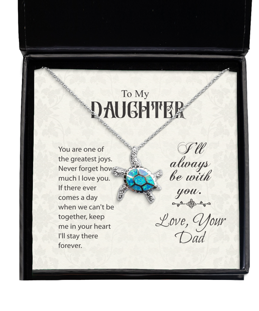 To My Daughter Opal Turtle Necklace, Daughter Gift From Dad, Dad to Daughter Jewelry Gift, Birthday Gift For Daughter