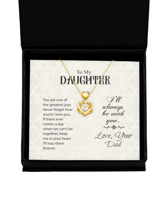 To My Daughter Heart Knot Gold Necklace, Daughter Gift From Dad, Dad to Daughter Jewelry Gift, Birthday Gift For Daughter