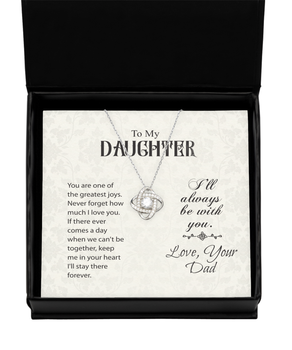 To My Daughter Love Knot Silver Necklace, Daughter Gift From Dad, Dad to Daughter Jewelry Gift, Birthday Gift For Daughter