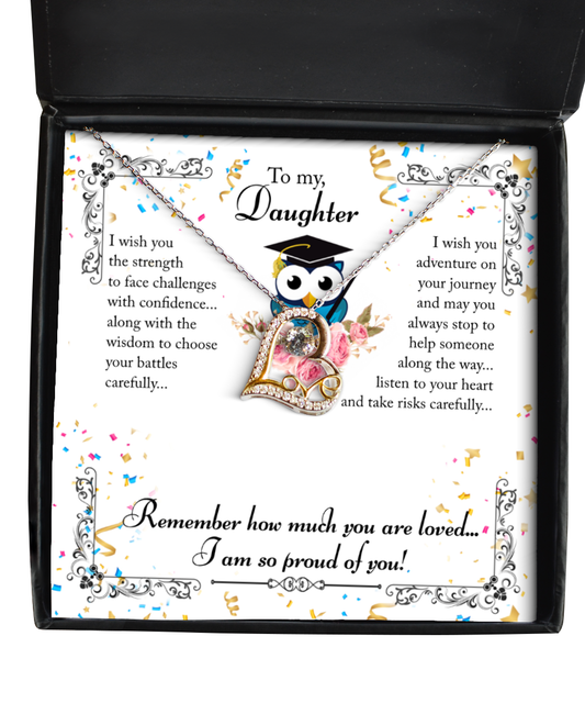 Daughter Love Dancing Necklace Graduation Gift, Gift Message Card For Daughter, Gift For Daughter, Graduation Gift To My Daughter